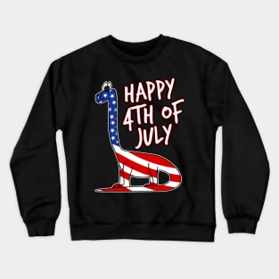 Happy 4th July Dinosaur American Flag Diplodocus Funny Crewneck Sweatshirt